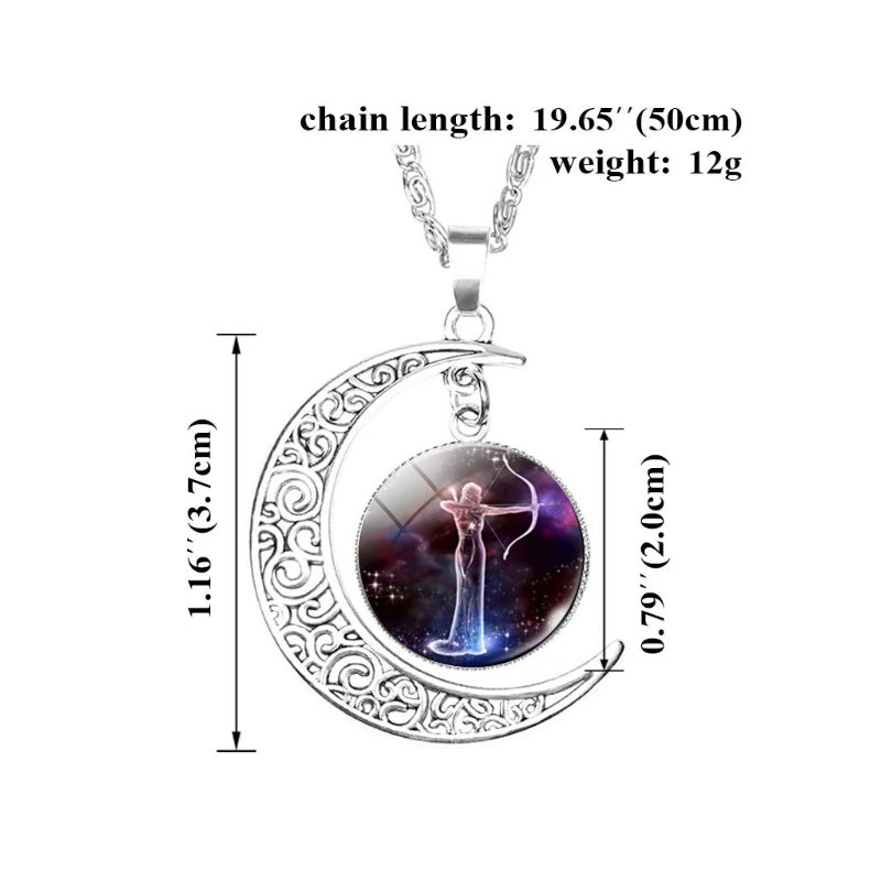 Zodiac Charms Moon Pendant Necklace