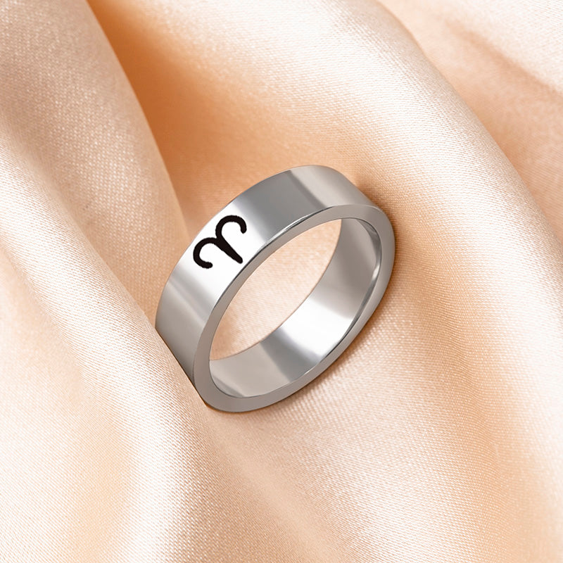 Cosmic Charm Zodiac Steel Ring